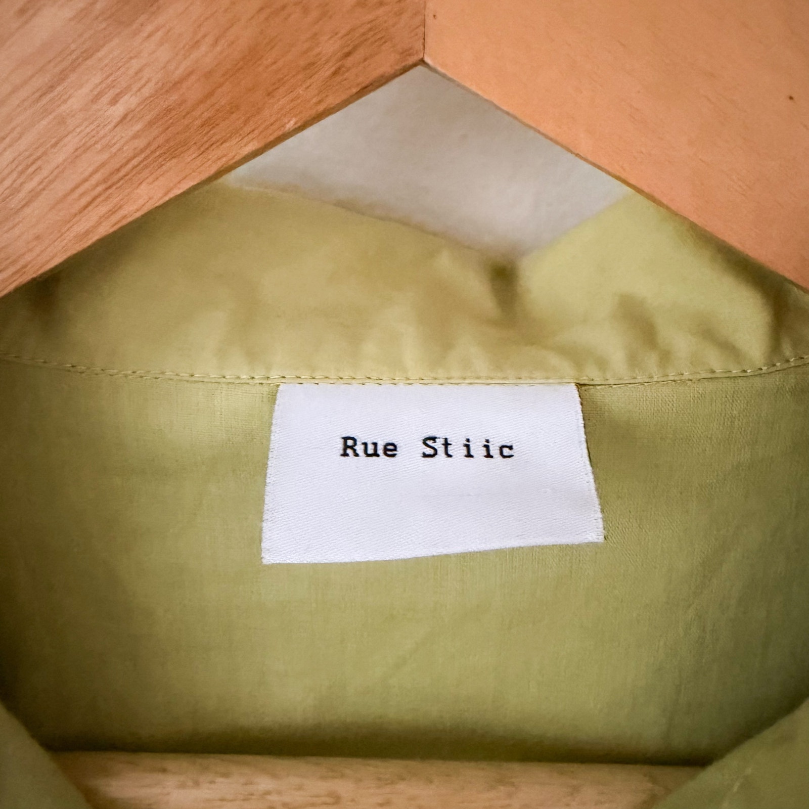 Nwot Rue Stiic S Embroidered Cotton Button Front Blouse Olive Green Scalloped — image 5 of 8